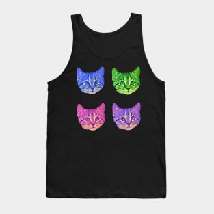 Kitty Faces Four Different Colors Tank Top